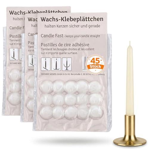Juego de 45 placas adhesivas de cera, fijación segura para velas, reutilizable y fácil de usar, evita el deslizamiento en todas las superficies, ideal para Adviento, bodas y uso diario