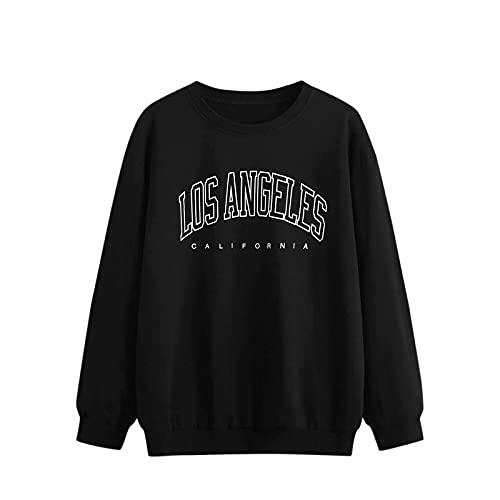 Generisch Sudadera de mujer de moda con cuello redondo para uso diario informal y elegante, Negro , XXL