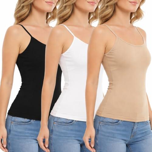 idolika - Pack 3 - Camiseta Tirantes Mujer - Camiseta Interior Mujer - Tacto Suave y Transpirable. para Uso Diario