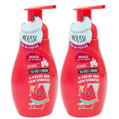 The Fruit Company Pack 2 Jabones de Manos Mousse – Aromas Frutales Sandía, Melón, Fresa Nata y Coco – Limpieza e Hidratación con Aloe Vera – Piel Suave y Perfume Afuera (SANDÍA)