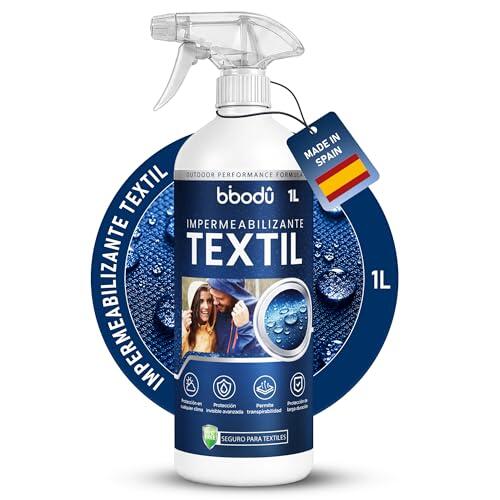 BIBODU Spray Impermeabilizante Textil 1000ml | Protección Repelente al Agua para Chaquetas, Textiles de Exterior, Ropa de Esquí, Ante, Calzado y Mochilas | Alta Durabilidad