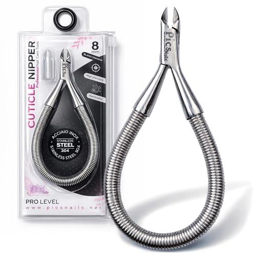 Pics Nails - Corta Cutículas Profesional 8 mm – Alicate para Cutículas de Precisión en Acero Inoxidable, Herramienta de Manicura y Pedicura Profesional