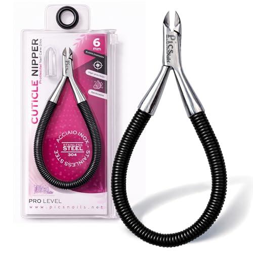 Pics Nails - Corta Cutículas Profesional 6 mm – Alicate para Cutículas de Precisión en Acero Inoxidable, Herramienta de Manicura y Pedicura Profesional