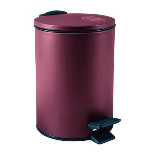 Spirella - Cubo de basura con pedal Adelar 3L - Diseño moderno - 16,8 x 16,8 x 25 cm - Color burdeos - Tapa antiolores - Ideal para cocina y baño - Material duradero