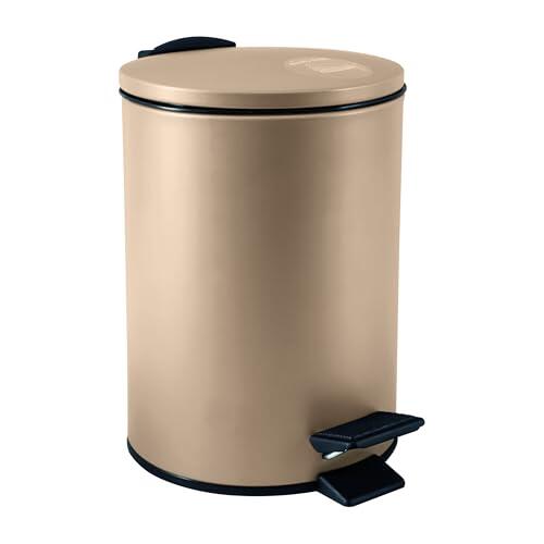 Spirella - Papelera con pedal Adelar 3L - Diseño compacto - 16,8 x 16,8 x 25 cm - Color capuchino - Tapa extraíble - Ideal para cocina y baño - Material higiénico