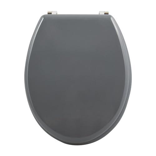 Well Home Asiento WC, con bisagras acero inoxidable, acabado, color gris oscuro