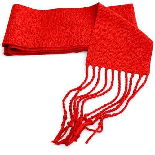 Genérico Fajines con Flecos para Traje Regional para Adulto y Niños, 50% Algodón 50% Acrílico, Fajas Fiestas, Peñas, Trajes Festivos, Disfraces, Carnaval (Rojo, 12 x 240 cm (Adulto))