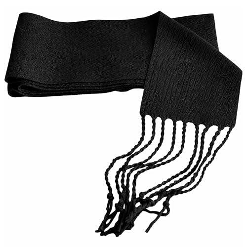 Genérico Fajines con Flecos para Traje Regional para Adulto y Niños, 50% Algodón 50% Acrílico, Fajas Fiestas, Peñas, Trajes Festivos, Disfraces, Carnaval (Negro, 12 x 240 cm (Adulto))