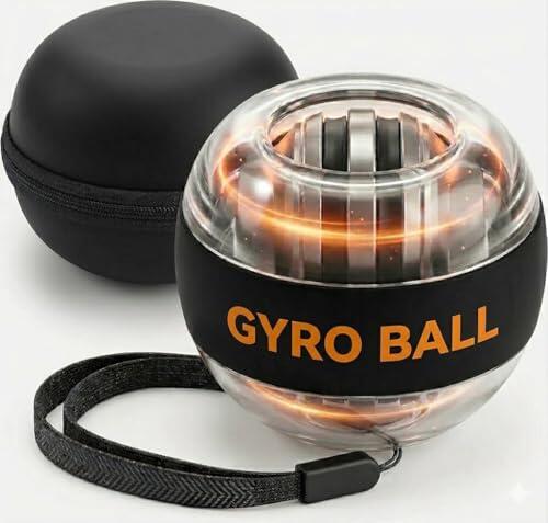 Gyroball Giroscopio Autostart LED | Gyro Ball Fortalecedor Antebrazo y Muñeca | Hand Grip Escalada Crossfit Gym Rehabilitación | Incluye Funda + Plan 30 Días y Videotutoriales QR