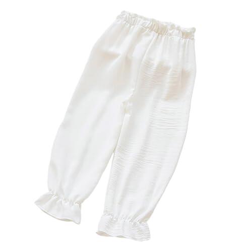 Pantalon Marron Niña Pantalones de Verano para Niñas Pequeñas Holgados y Transpirables con Corte Amplio para Ocasiones Informales (White, 5-6 Years)