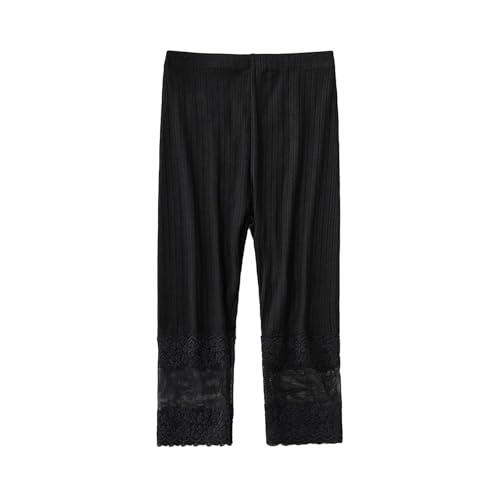 Pantalones Niña Leggings Verano Niñas Elásticos Cómodos Capri Transpirables Ropa Juego Informal (Black, 7-8 Years)