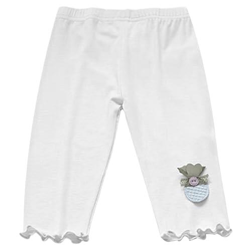 Genérico Pantalon Chandal Niña Pantalones Veraniegos para Niñas Leggings Elásticos Cómodos Transpirables Ligeros para Uso Diario Infantil (White, 5-6 Years)