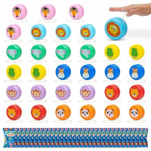 La solución definitiva para fiestas infantiles: Pack de 32 yoyós de madera BONNYCO