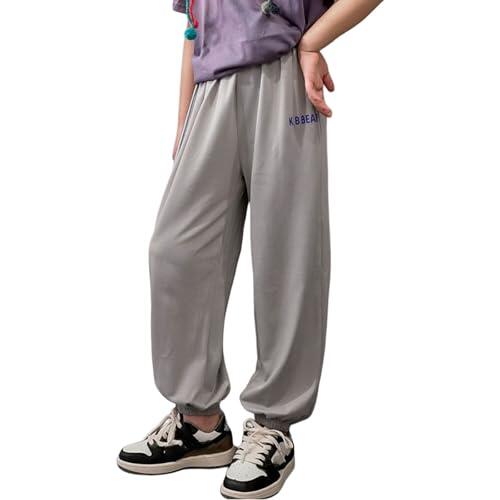 Genérico Pantalon Rojo Niña Pantalones Deportivos Casuales para Niñas con Cintura Elástica y Puños en Tobillos Ropa Cómoda Diaria Escolar (Grey, 7-8 Years)