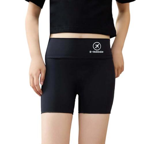 Pantalon Chandal Niña Pantalones Cortos Deportivos para Niñas Transpirables y Elásticos con Cintura Alta y Short Interior para Actividades Cómodas de Verano (Black, 11-12 Years)