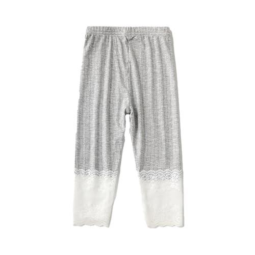 Pantalon Chandal Niña Leggings Verano Niñas Elásticos Cómodos Capri Transpirables Ropa Juego Informal (Grey, 6-7 Years)