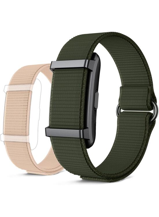 KSIX Vitalis Go Pulsera Inteligente sin Pantalla, Smartband con Monitor de frecuencia cardíaca, oxígeno, Temperatura, sueño y estrés, 5 ATM, 30 días autonomía, 2 Correas Verde y Beige