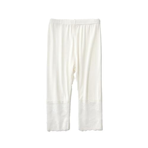 Pantalon Marron Niña Leggings Verano Niñas Elásticos Cómodos Capri Transpirables Ropa Juego Informal (White, 6-7 Years)