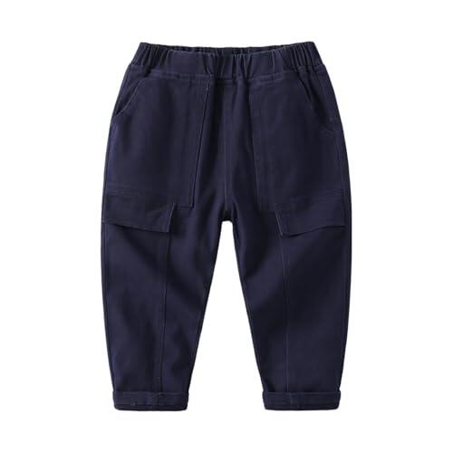 Genérico Pantalon Rojo Niño Pantalones Cargo Holgados para Niños Largos con Múltiples Bolsillos Cómodos y Versátiles para Juego Exterior Infantil (Navy, 9-10 Years)