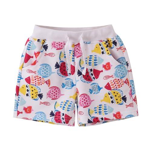 Pantalon Niño 4 Años Pantalones Cortos Verano Casuales Estampado Peces Cómodos Ligeros Transpirables Bebés Niños Juego Diario Ropa (Multicolour, 4-5 Years)