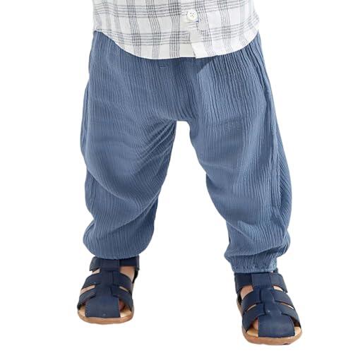 Genérico Pantalon Niño Amarillo Pantalones Elásticos Veraniegos para Bebés Niños y Niñas con Cintura Ajustable y Tobillos Confortables (Dark Blue, 4-5 Years)