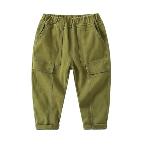 Genérico Pantalon Niño 3 Años Pantalones Cargo Holgados para Niños Largos con Múltiples Bolsillos Cómodos y Versátiles para Juego Exterior Infantil (Army Green, 5-6 Years)