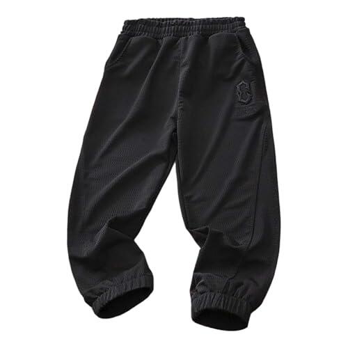 Pantalon Niño 4 Años Pantalones Deportivos Ligeros con Tejido de Malla para Niños Activos Transpirables y Cómodos para Actividades de Verano y Exteriores (Black, 9-10 Years)