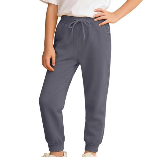 Genérico Pantalon Marron Niño Pantalones Deportivos de Forro Polar para Niños y Cómodos con Bolsillos Informales Otoño Invierno (Dark Gray, 7-8 Years)