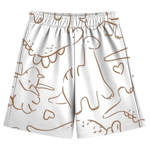 Pantalon Niño 5 Años Pantalones Cortos Casuales de Verano para Niños con Estampado de Dinosaurios y Cintura Elástica Cómodos para (White, 11-12 Years)