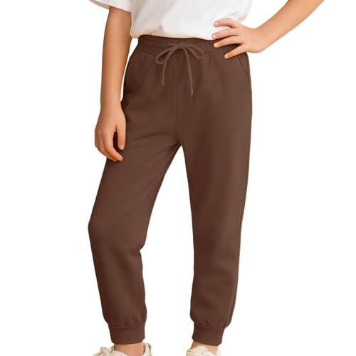 Genérico Pantalones Cargo Niño Pantalones Deportivos de Forro Polar para Niños y Cómodos con Bolsillos Informales Otoño Invierno (Coffee, 13-14 Years)