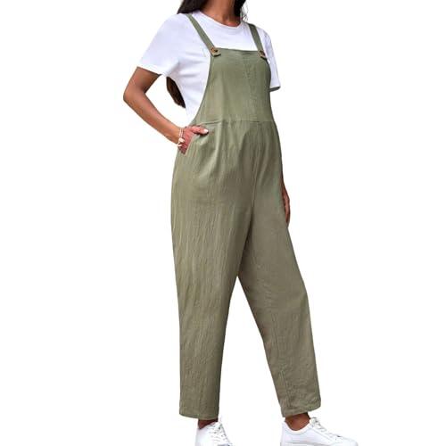 DOTBUY-SHOP Mono de Maternidad para Mujer Verano Cómodo Mono Mujer Elegante Peto Jumpsuit Primavera Pantalones Tallas Grandes Holgados de Pierna Ancha Pantalones Largos Casual (Verde,m)
