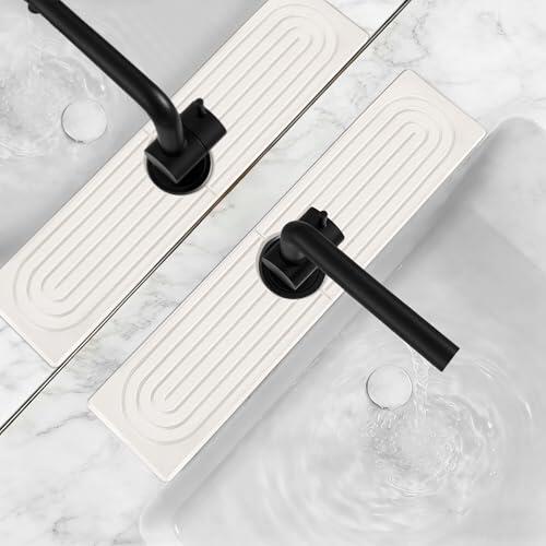 AOOHA Alfombrilla De Grifo para Fregadero De Cocina,45x10 cm Protector Mueble Fregadero De Diatomita, Alfombrilla De Piedra para Fregadero,Almohadilla De Secado De Agua para Cocina, Baño,Blanco