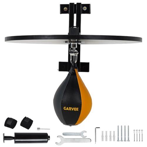 Garvee Kit de plataforma de bolsa de velocidad, equipo de entrenamiento de boxeo montado en la pared con bola de perforación giratoria de 360 grados y soporte ajustable resistente, mejora la