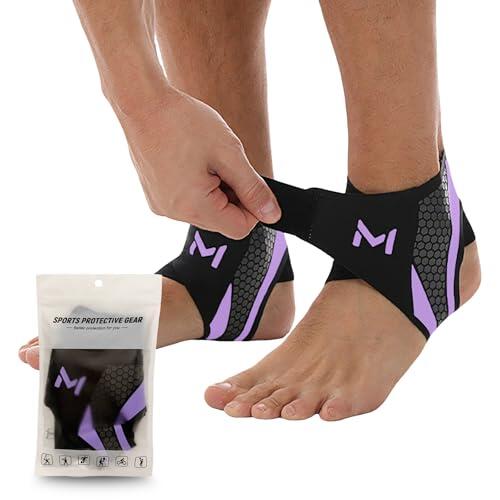 Vyranut Tobillera Deportiva 2 Piezas – Soporte Elástico de Nylon Transpirable con Doble Banda Ajustable en U – Unisex, para Correr, Fútbol, Fitness, Recuperación Articular (Talla única Negro + Violeta