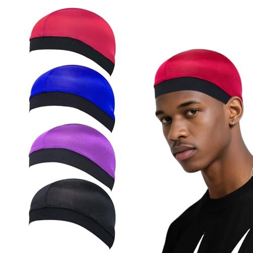4 gorros de seda para dormir, Gorro para Dormir de Satén, suave satén para dormir, durag, pañuelo para dormir y ducharse, Protección para Pelo Rizado y Liso, Gorro de Seda, seidig und atmungsaktiv
