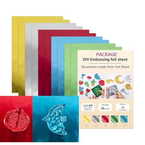 Papel de aluminio para repujado, 4 colores, suministros de arte hechos a mano, papel de aluminio para manualidades, para niños, adultos, negocios