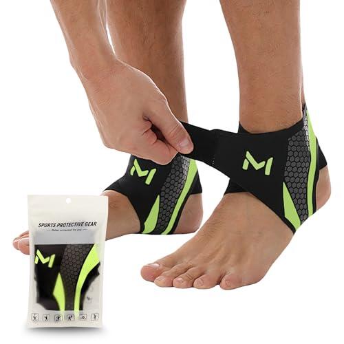 Vyranut Tobillera Deportiva 2 Piezas - Soporte Elástico de Nylon Transpirable con Doble Banda Ajustable en U - Unisex para Correr, Fútbol, Fitness, Recuperación Articular (Talla Única Negro + Verde)