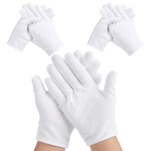 AOOTE Guantes de Algodon Niños,3 Pcs Guantes Hidratantes,Lavable en la lavadora,Cómodo y Ttranspirable Guantes de Algodon para Manos Secas,Inspección de Joyas,Belleza,Unisex,16 cm