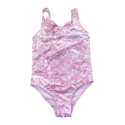 Bañador Niña 3-9 Años Natacion Una Pieza Bañadores Infantil Niña Lazo sin Espalda Sirena Estampado Traje de Baño Piscina Verano Bikini Deportivos Playa Vacaciones Verano Beachwear (Rosa, 5-6 años)