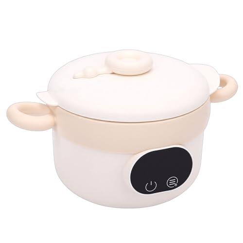Julihai Eléctrica, Acero Inoxidable 304, Tazón Calentador Portátil, Capacidad de 470 Ml para Niños y Bebés (De color crema)