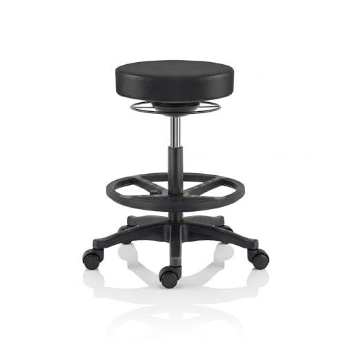 Jan Nowak Taburete Taller con Ruedas Regulable 58,2-79,5 cm Taburete Laboratorio ergonomico Giratorio 360 Asiento oscilante Polipiel facil Limpieza Base Cinco radios