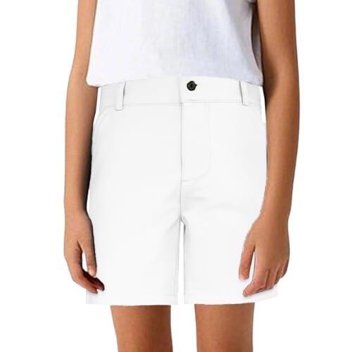 Pantalon Rojo Niño 4 Años Pantalones Cortos Clásicos para Niño Versátiles de Verano con Longitud Media para Actividades Escolares y Ocasiones Informales (White, 17-18 Years)