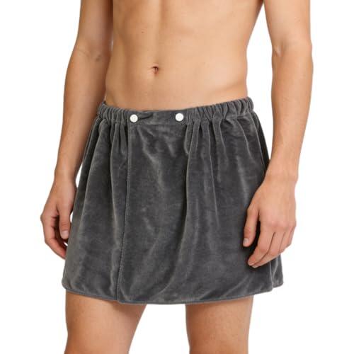 TESSTSY Toalla Sauna para Hombre, 40cm x 150cm Toalla de Sauna de Baño Hombre, con Cierre de Gancho y Bucle de Banda Elástica, para Baño, Playa, SPA, Gimnasio, Gris