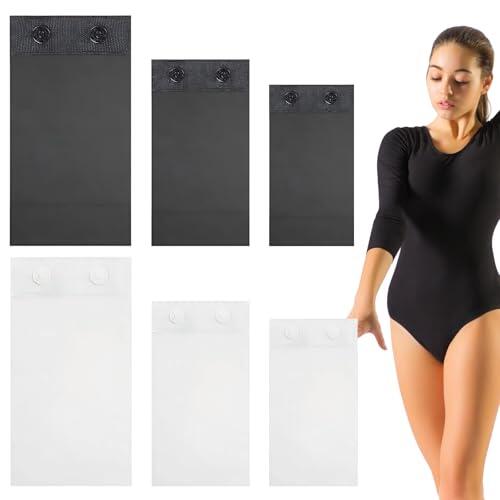 6 unidades de extensión Body Mujer Alargamiento Body Cierres de botones a presión extraíble y lavable a máquina, suave y cómodo, excelente transpirabilidad, longitud alargada, muy práctica, negro Und
