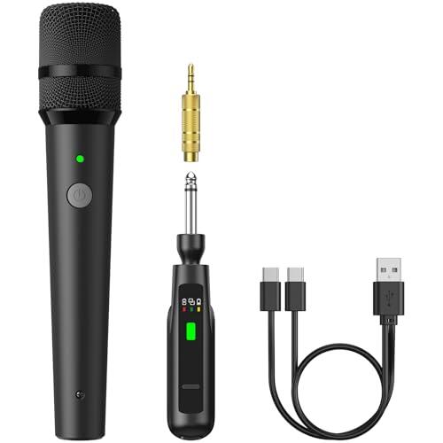 TONOR Microfonos Dinámicos Inalámbricos Recargables, Sistema Micrófonos de Mano con Receptor para Karaoke, Canto, Fiestas en Casa, Cumpleaños, Discursos, 30H de Autonomía, 2.4GHz, TW210