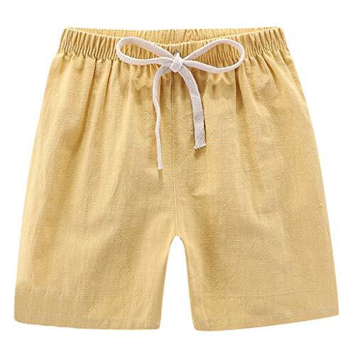 Pantalón Rojo Niño 10 Años Pantalones Cortos Elásticos de Verano para Niños y Niñas Ropa Informal Cómoda Diaria (Yellow, 8-10 Years)