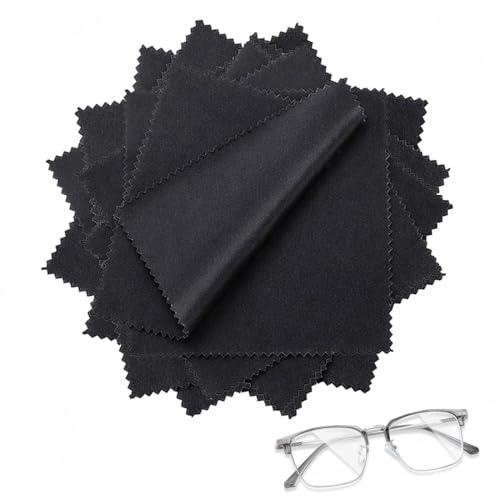 ZZHBOO 16 Paños para Gafas de Microfibra Ultra Fina, Paño de Gamuza Negro para Limpiar Lentes, Gafas, Cámaras, Teléfonos, Pantallas, 0.2cm de Espesor