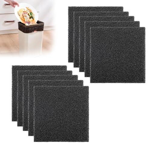 CATZUM 10 Filtros de Carbón Activado para Cubos de Compost: Elimina Olores de Forma Eficaz y Mejora la Calidad del Aire Interior (Cuadrado)