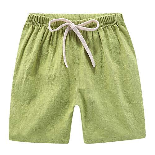 Pantalon Rojo Niño 12 Años Pantalones Cortos de Lino Elásticos para Niño Ropa Casual de Verano con Cintura Ajustable y Diseño Cómodo Infantil (Green, 2-3 Years)