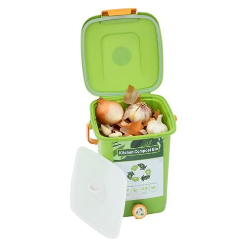 Fyssnn Cubo de basura orgánica para cocina, 10 L, 15 L, 20 l, cubo de basura orgánico, cubo de basura con doble tapa, inodoro para residuos y reciclaje, contenedor de compost para encimera, balcón y